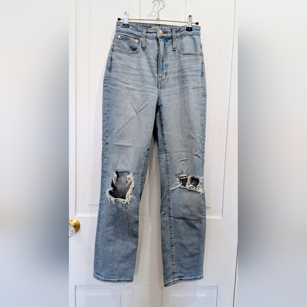 Madewell Curvy Perfect Vintage Straight Jeab Light Blue Distressed | 24